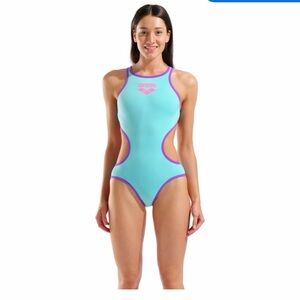 Aqua and Purple Racerback Bikini Bottoms - Women Swim